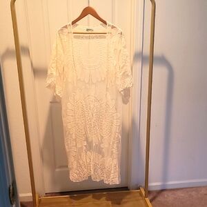 Sale!  Cream Lace Cover-up Sheer Kimono Style